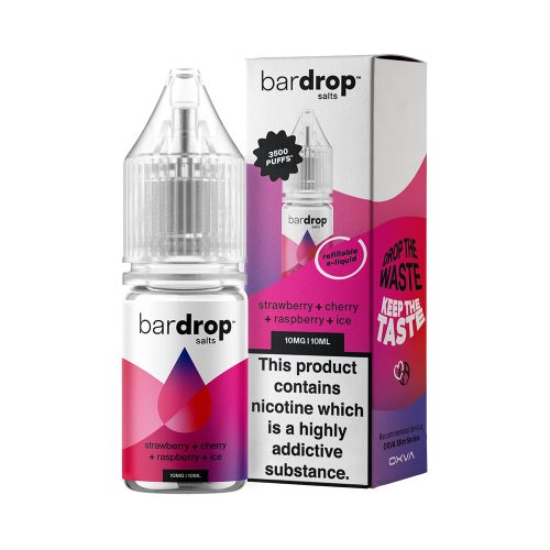 Bar Drop Strawberry Cherry Raspberry Ice Nic Salt 10ml E-Liquid