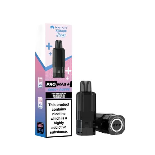 Hayati Pro Max Plus 6000 Puffs Strawberry Raspberry Blueberry Prefilled Pod and Refill